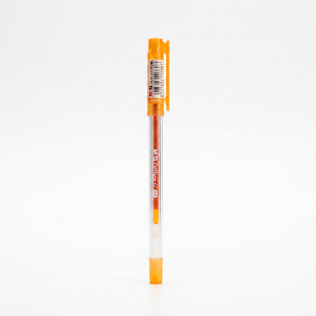 M&G Office G 0.5mm orange gel pen studio white background