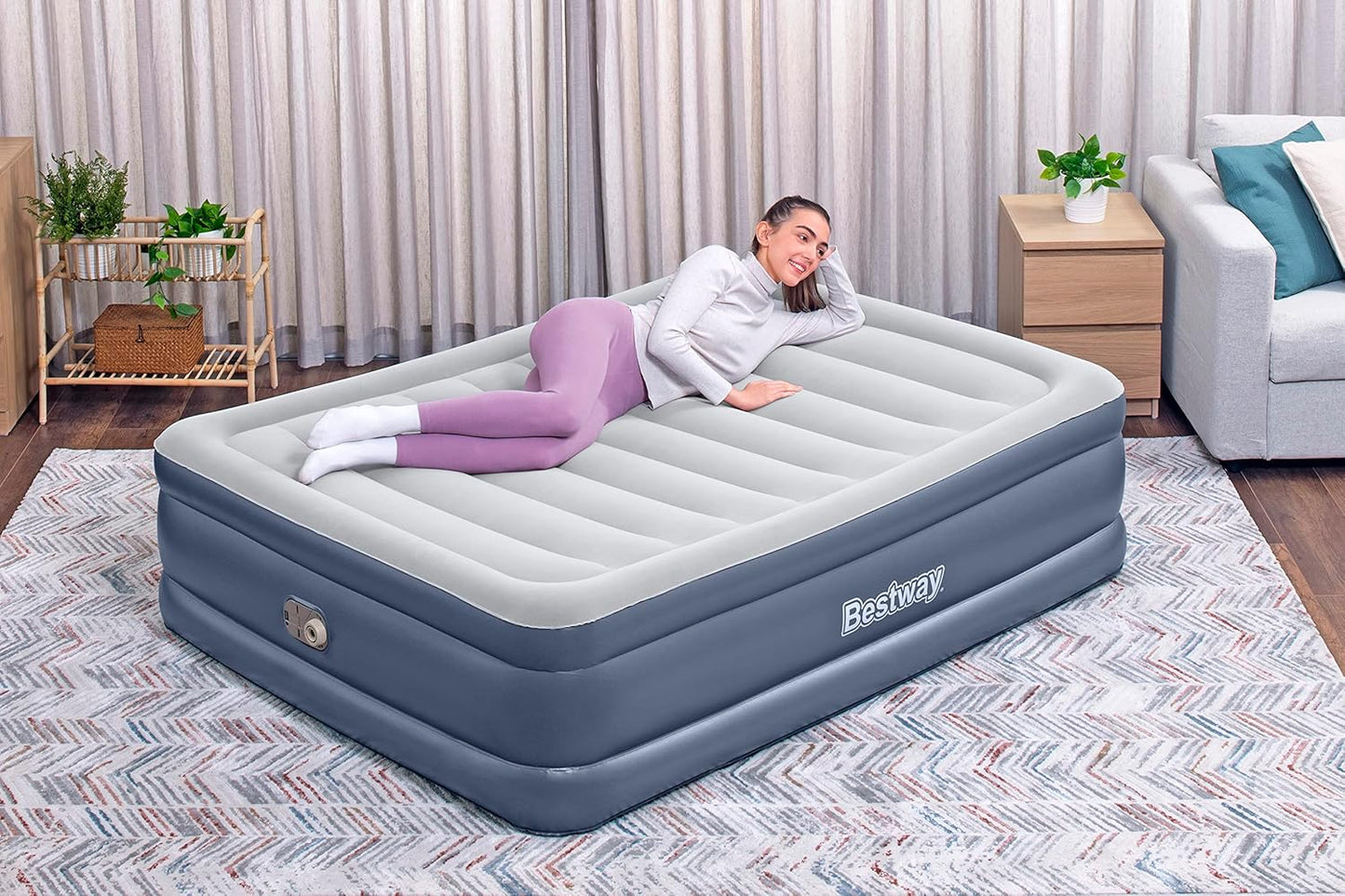 Bestway TriTech Double Queen Air Bed with Integrated Electric Pump 203 x 152 x 51 cm - No:6713I
