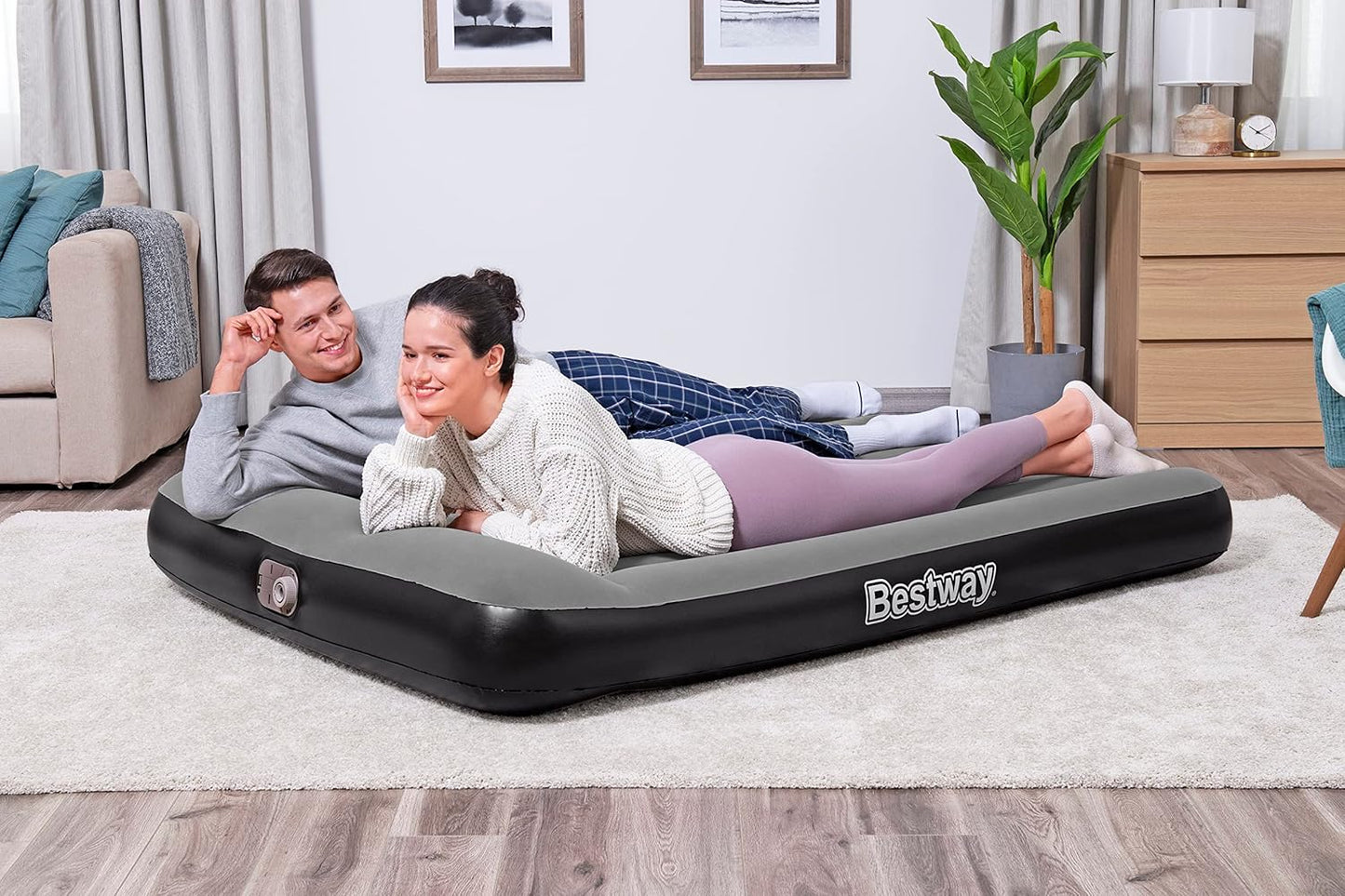 Bestway Tritech Airbed Full Sleeping Mattress Built-in AC pump 1.91m x 1.37m x 30cm - No:67462