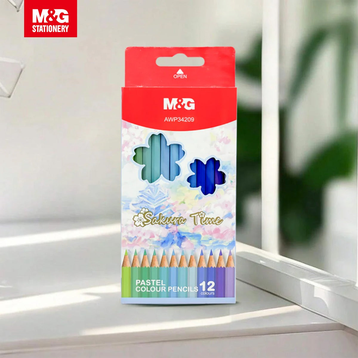 أقلام تلوين باستيل زرقاء من إم آند جي تشنغوانغ ساكورا تايم - 12 لونًا - رقم المنتج: AWP34209