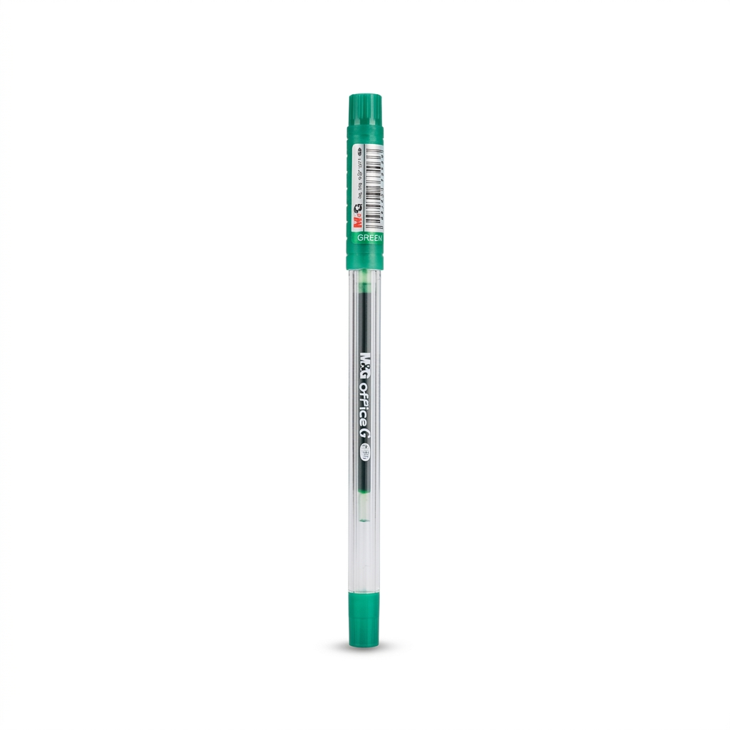 M&G Office G 0.5mm green gel pen No.13271 studio white background