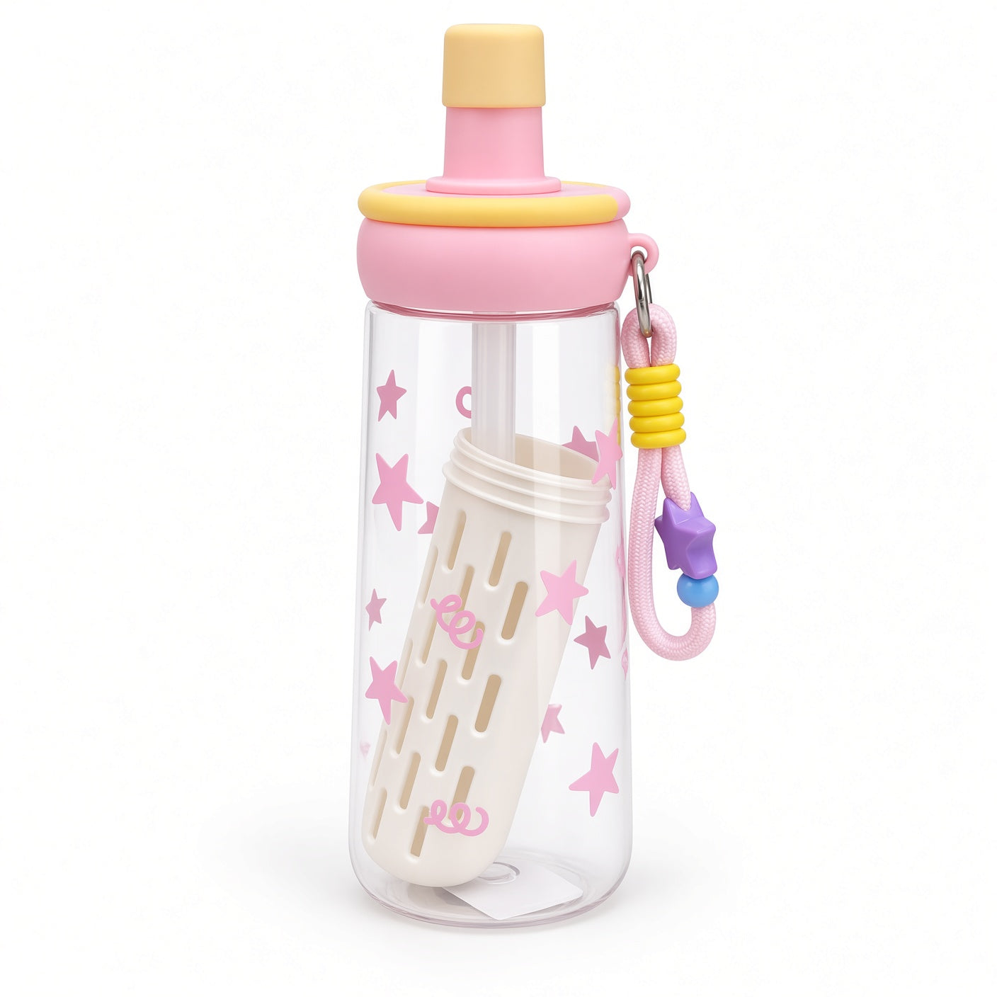 800ml Kids Water Bottle with Straw, Carry Strap & Protective Silicone Sleeve - 1pcs - Assorted Color