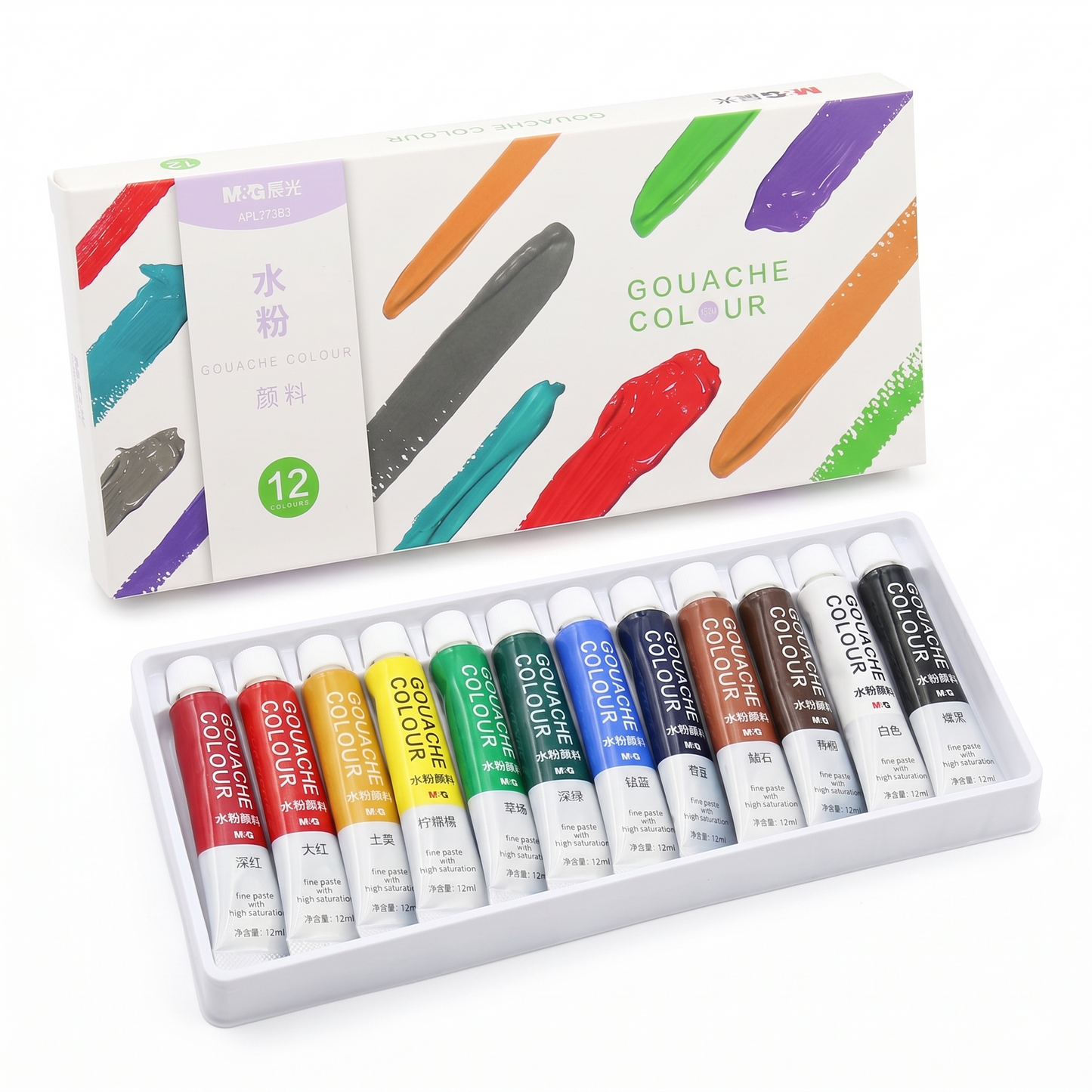 M&G Chenguang Set of 12 pcs Gouache paints 12 ml - No:APL976G3