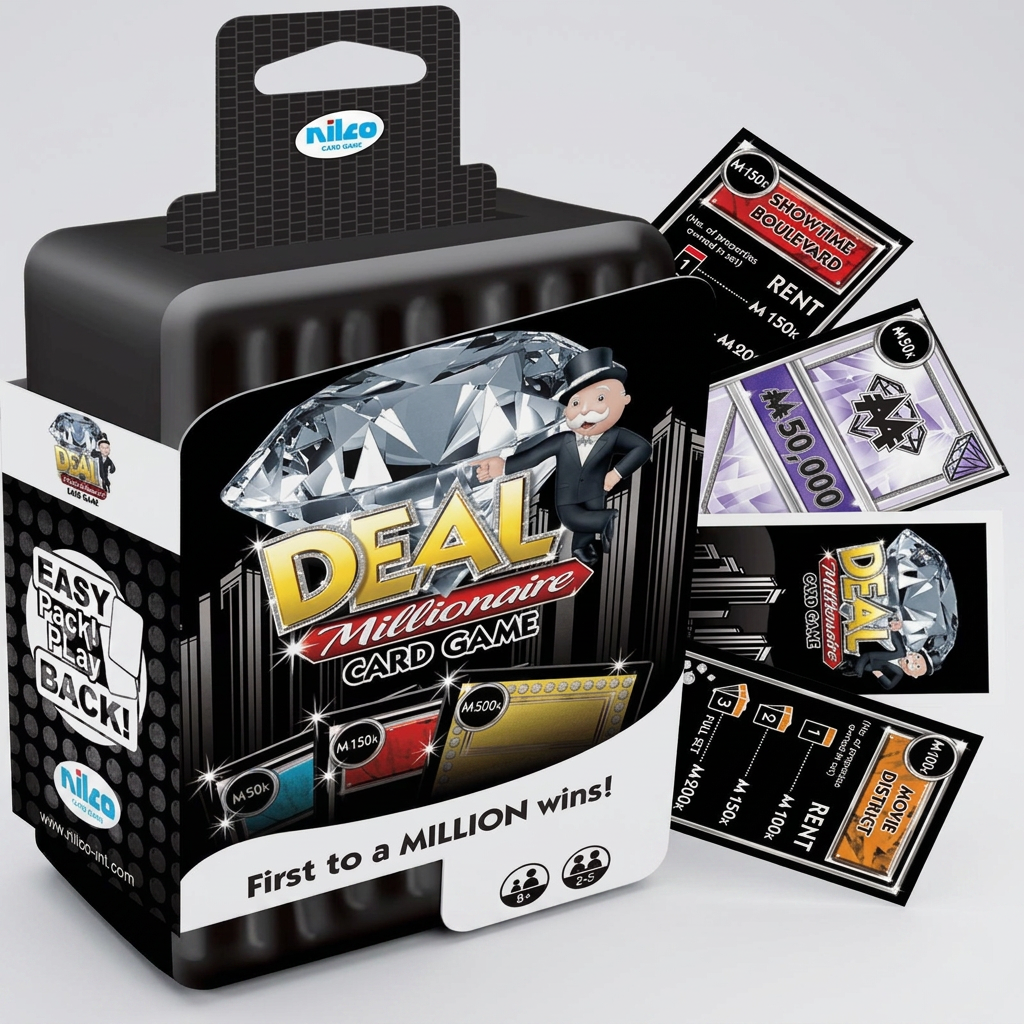 Nilco Deal Millionaire card game box studio packshot