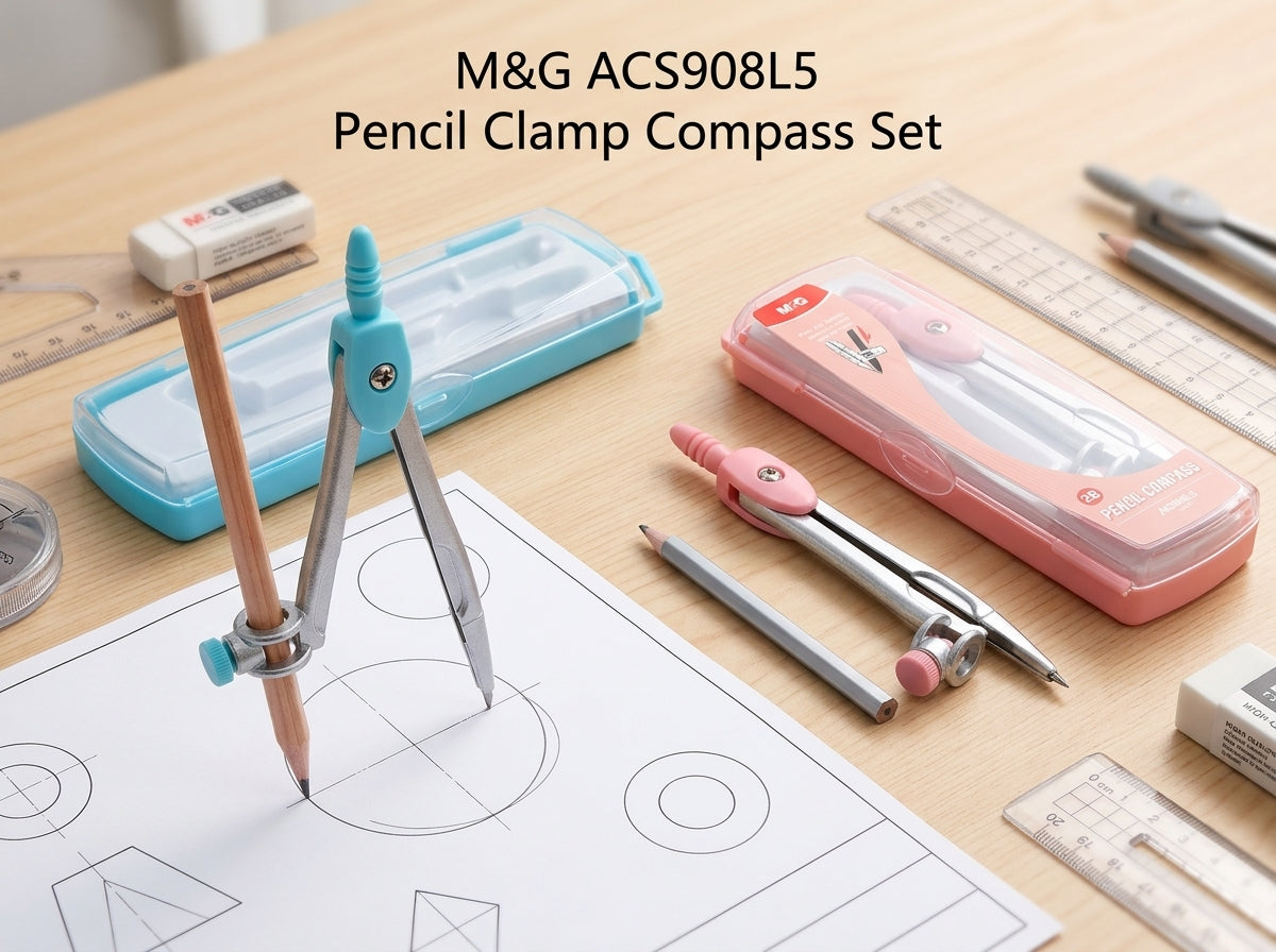 M&G Chenguang Pencil Clamp Compass Set – Precision Geometry Compass with Pencil Holder for Students & Technical Drawing - 1pcs - No: ACS908L5