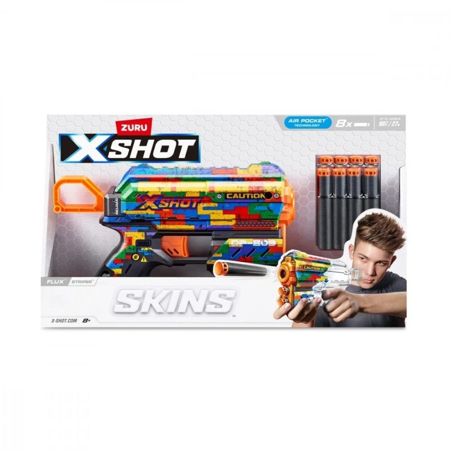 X-SHOT Blaster Skins Flux With 8 Darts – SKINS FLUXStriper - No:36516K