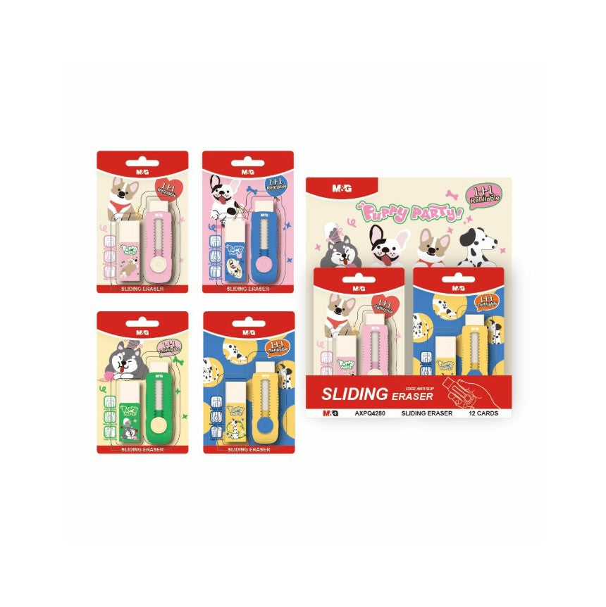 M&G Chenguang Sliding Eraser Set with Holder & Refill – 1+1 Refillable PVC Eraser for School, Office & Drawing - No:AXPQ4280
