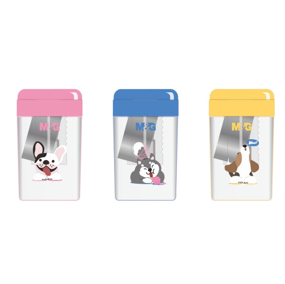 M&G Chenguang Single-Hole Pencil Sharpener with Shavings Container – Cute Animal Design, Manual Sharpener for Standard & Colored Pencils - 1pcs - No: APS912H8