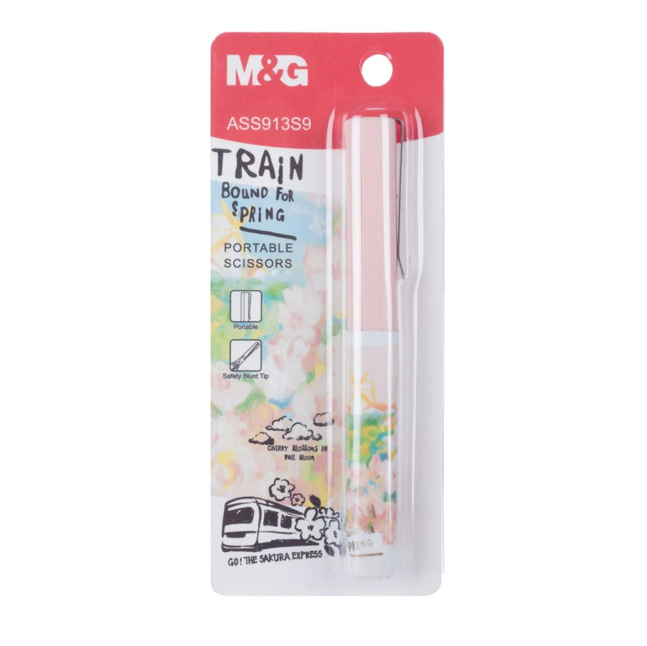 M&G Chenguang Sakura Design Portable Scissors with Protective Sheath - 1pcs- No: ASS913S9