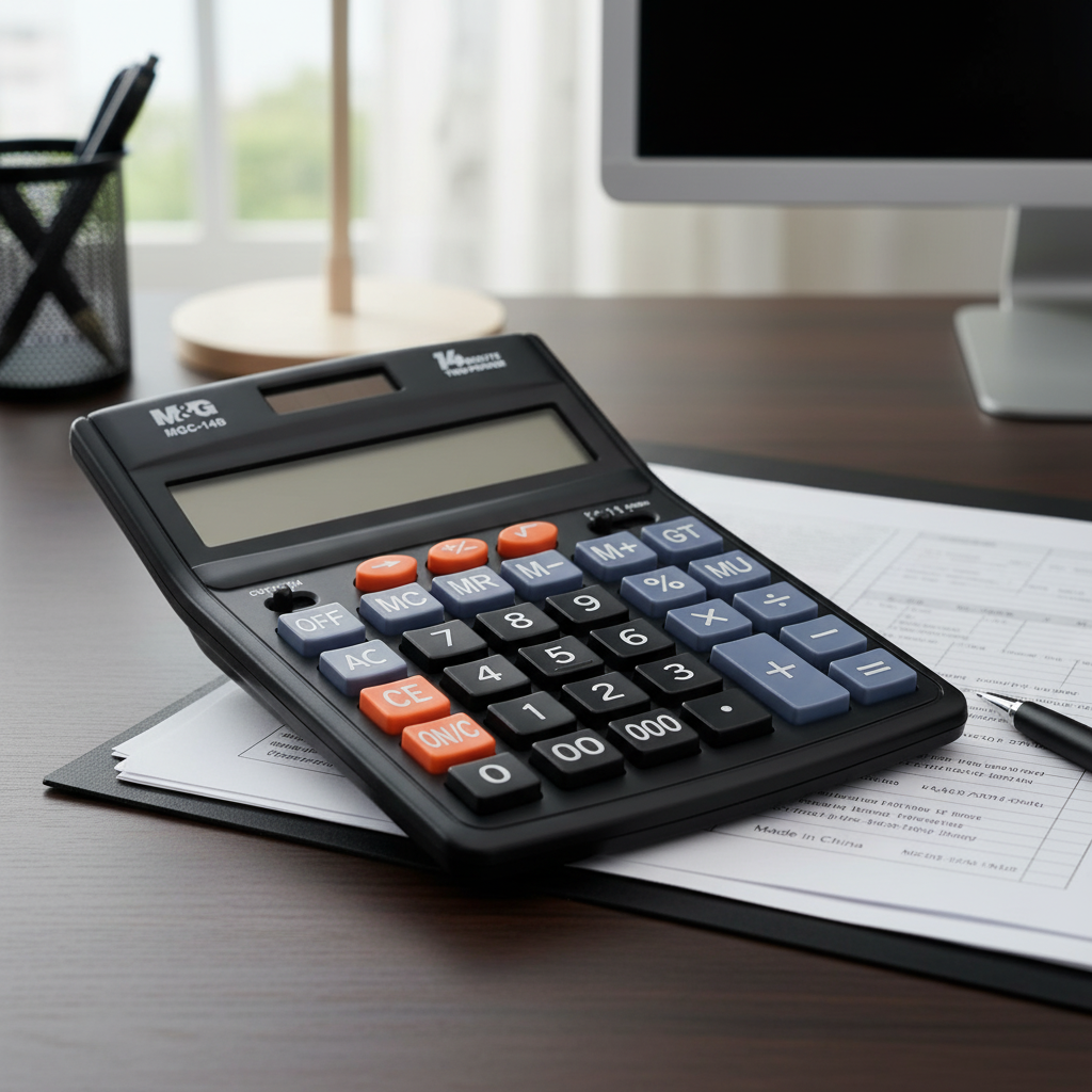 M&G Chenguang Large Display Desktop calculator 14 Digits two Power source - No:ADG981J6