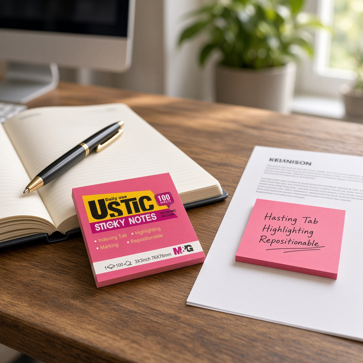 M&G Chenguang USTIC Sticky Notes – 100 Sheets, 3 × 3 Inch (76 × 76 mm) – Repositionable Self-Stick Notes - No: YS-462