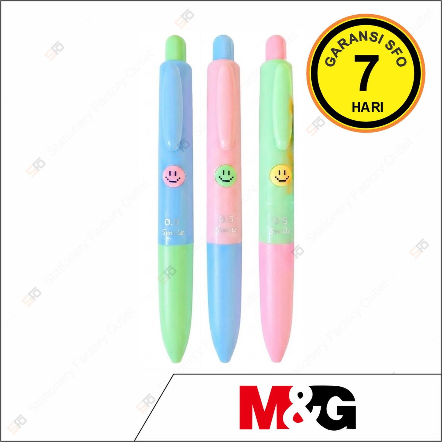 M&G Chenguang Poly Doba Retractable Ballpoint Pen 0.5mm – Blue Ink | Soft Grip | Fast-Drying | Cute Smile Design - 1Pcs - No: AGPK4372