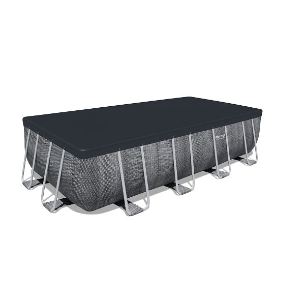 مسبح بيست واي ذو إطار معدني فوق الأرض، مصنوع من الفولاذ المقاوم للصدأ، أبعاده 5.49 متر × 2.74 متر × 1.22 متر - رقم: 56998