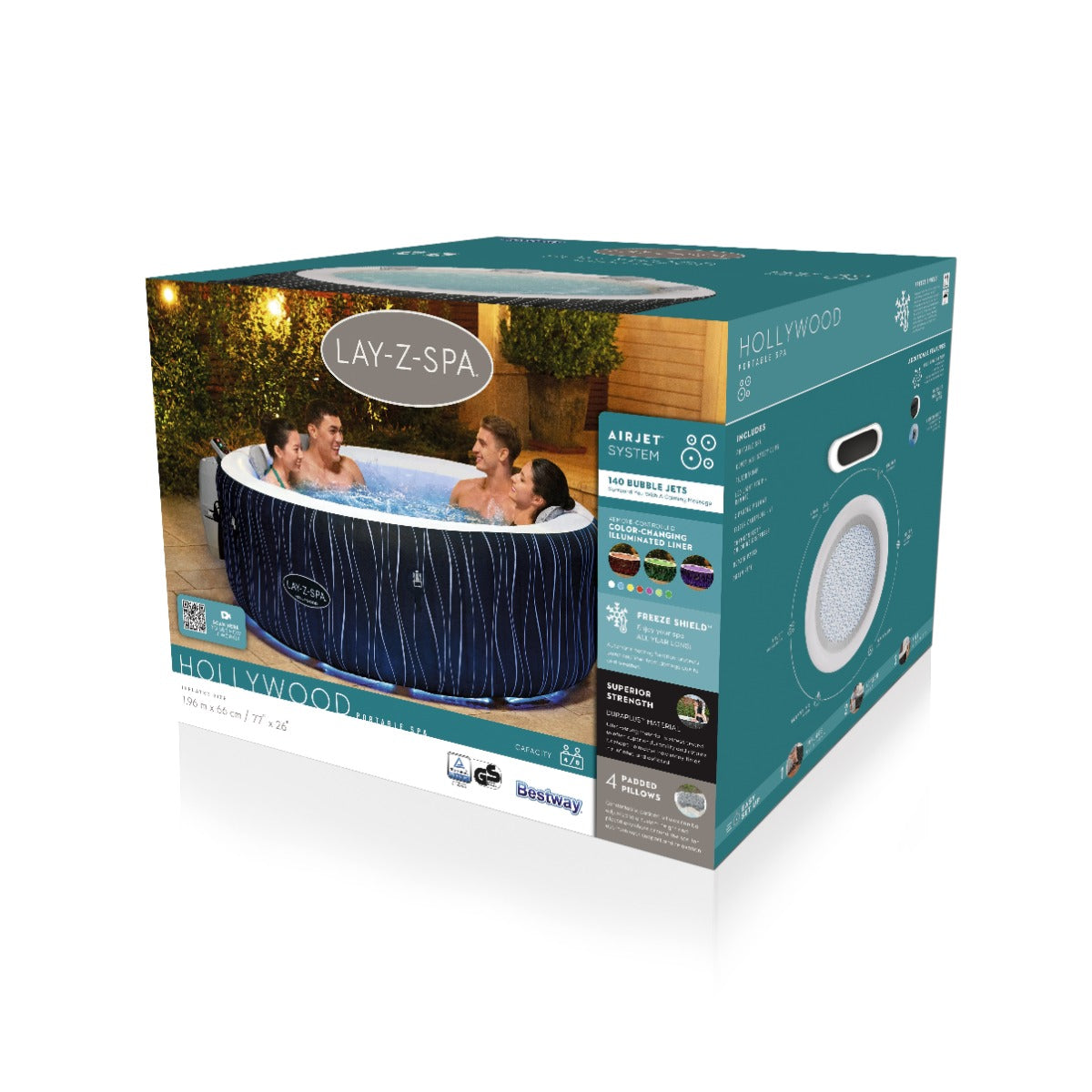 Bestway Lay-Z-Spa Hollywood AirJet Inflatable Hot Tub Spa with LED Lights - No:60059