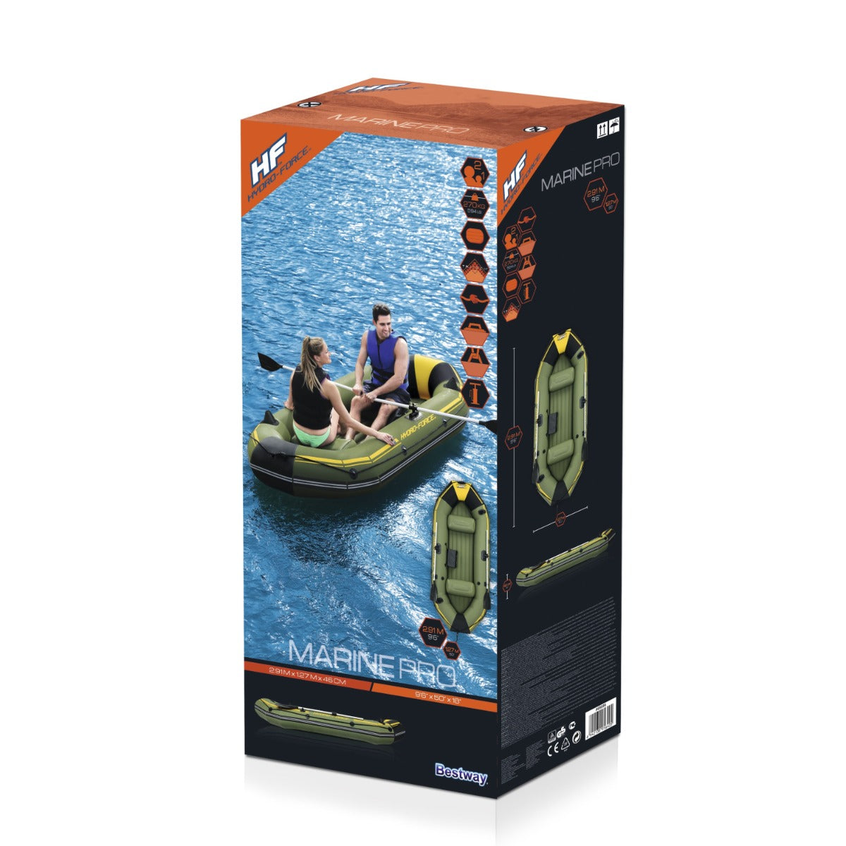 Bestway Hydro-Force Marine Pro Sports Boat for 2 Adults 291 x 127 x 46 cm - No:65096