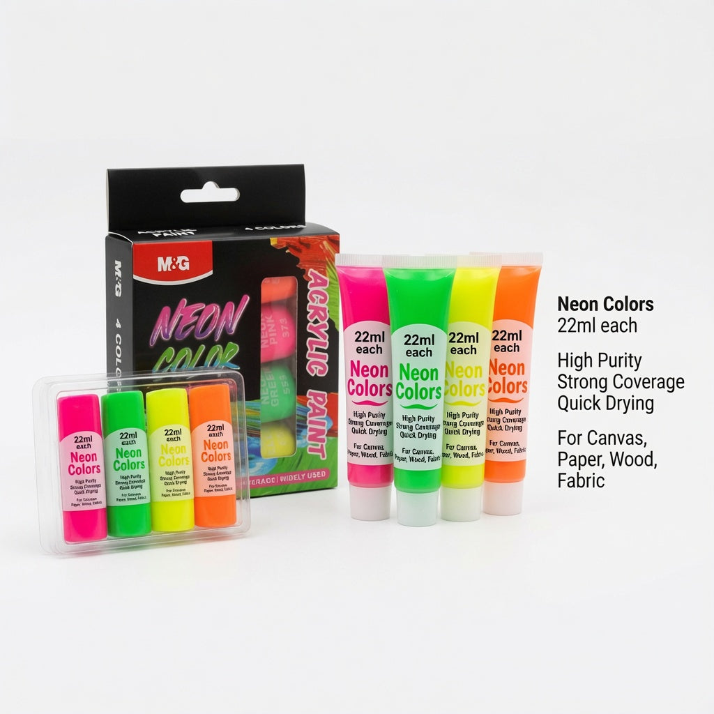 M&G Chenguang Acrylic paints 22 ml Neon - set of 4 - No:APL976S2