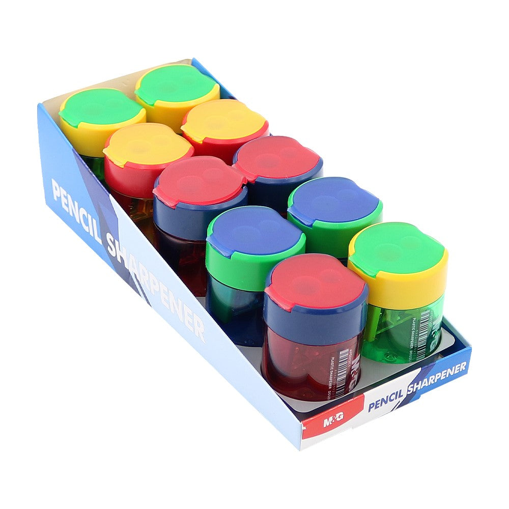 M&G Sharpener Double Hole With Cover No: APS912C1 (Assorted Colours) - 1piece
