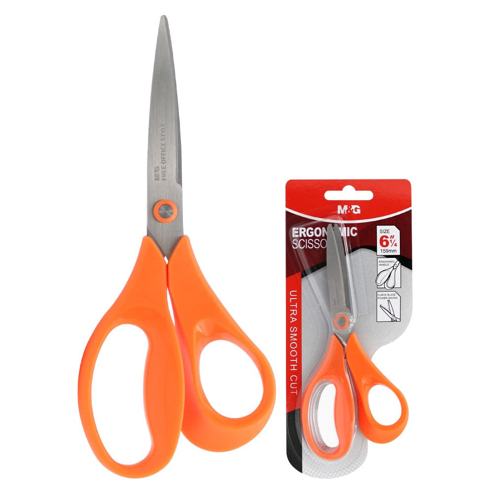 M&G Chenguang Ergonomic Scissors 6¼ Inch (159mm) – Ultra Smooth Cut Office & School Scissors with Comfortable Handle - 16cm - No: ASS913U8
