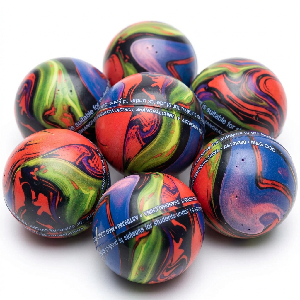 Small colorful M&G rubber balls studio packshot
