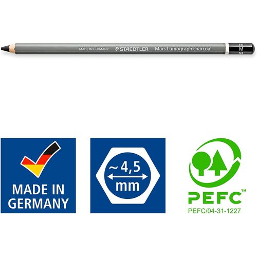 أقلام فحم ستيدلر مارس لوموغراف - عبوة من 3 أقلام + 1 أداة مزج