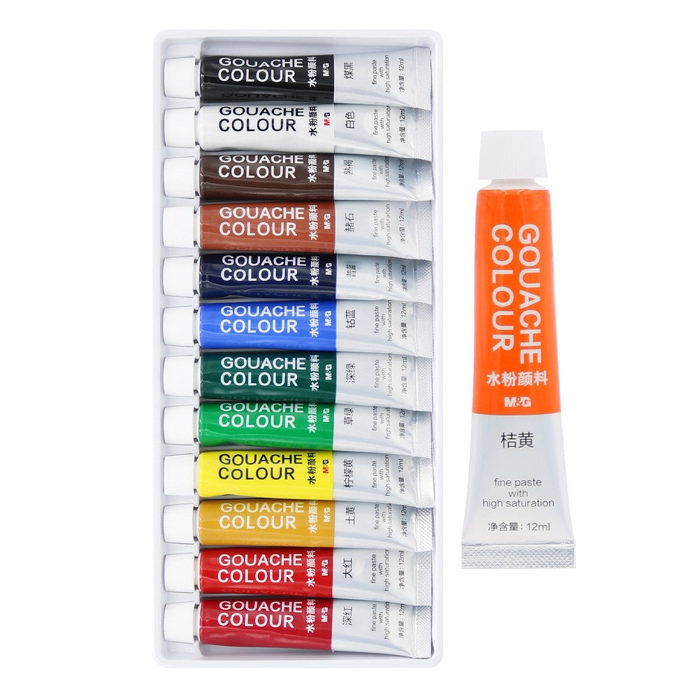 مجموعة ألوان غواش من إم آند جي تشنغوانغ، 12 قطعة، 12 مل - رقم المنتج: APL976G3