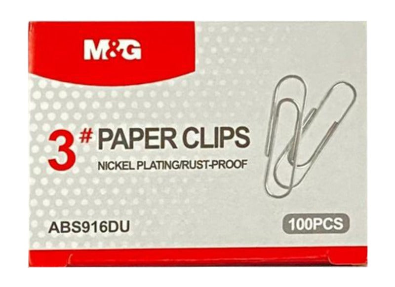 M&G Nickel Plated Paper Clips 100 Pcs Smooth Finish No.ABS916DU (6936965490638)