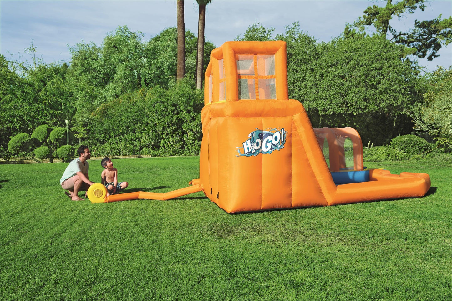 نفق مائي قابل للنفخ بتصميم فريد وملون من بيست واي، مناسب للأطفال، أبعاده 4.20 متر × 3.20 متر × 2.60 متر - رقم: 53303