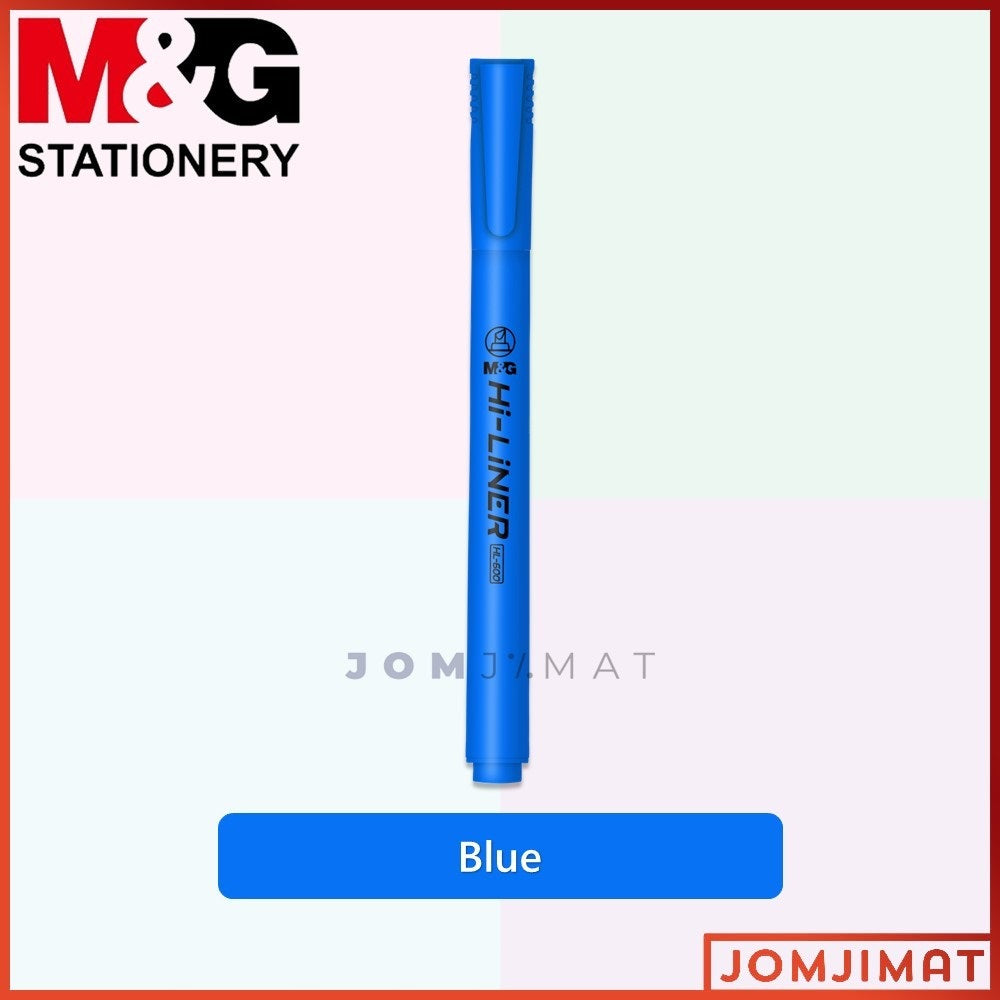 M&G Chenguang Hi-Liner Colour Highlighter Pen Highlight Chisel Tip - Baby Blue - No:AHMU9771