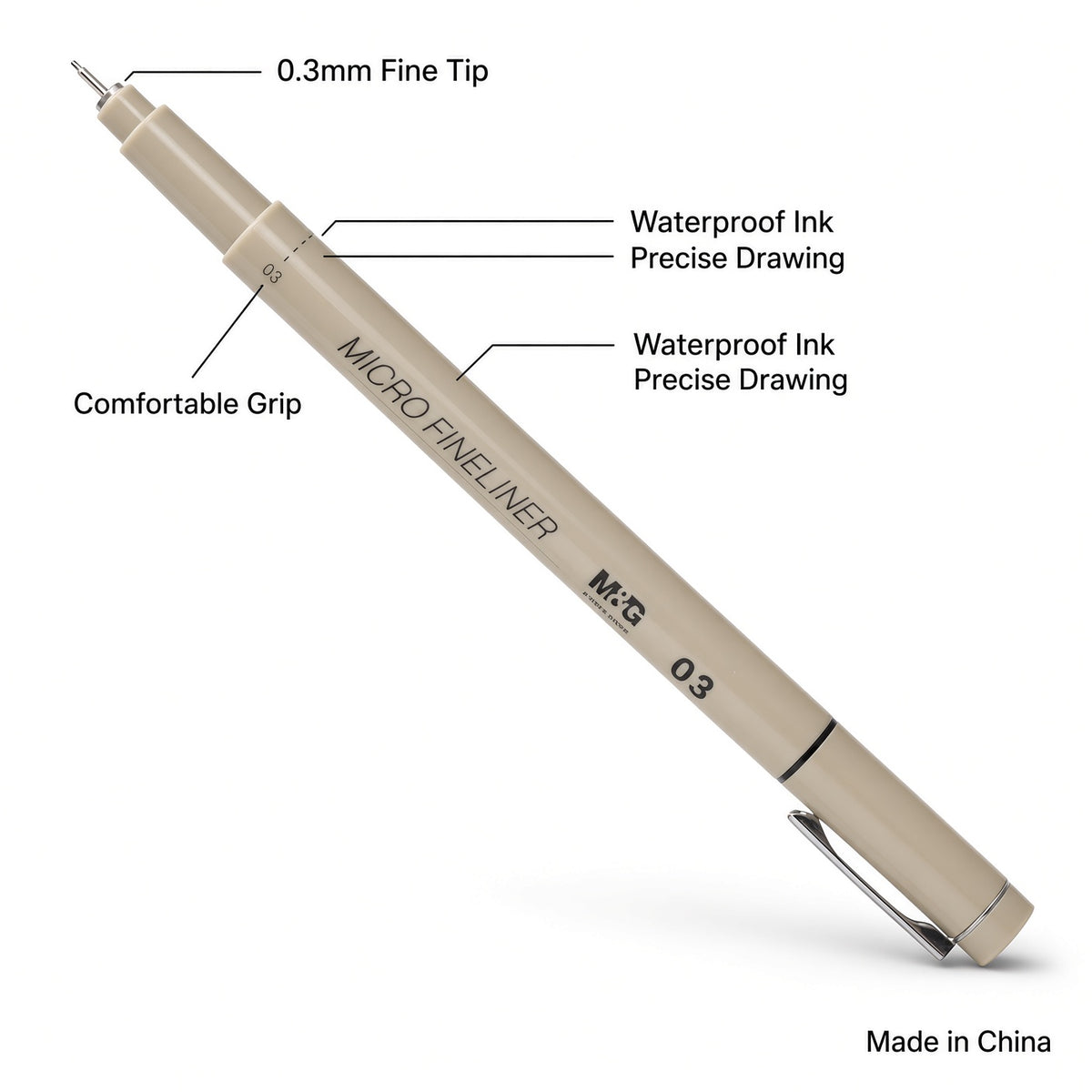 M&G Chenguang Micro Fineliner Pen, 3mm Fine Tip for Precise Drawing and Detailed Sketches, Black - 0.38mm - No: ASPT7975
