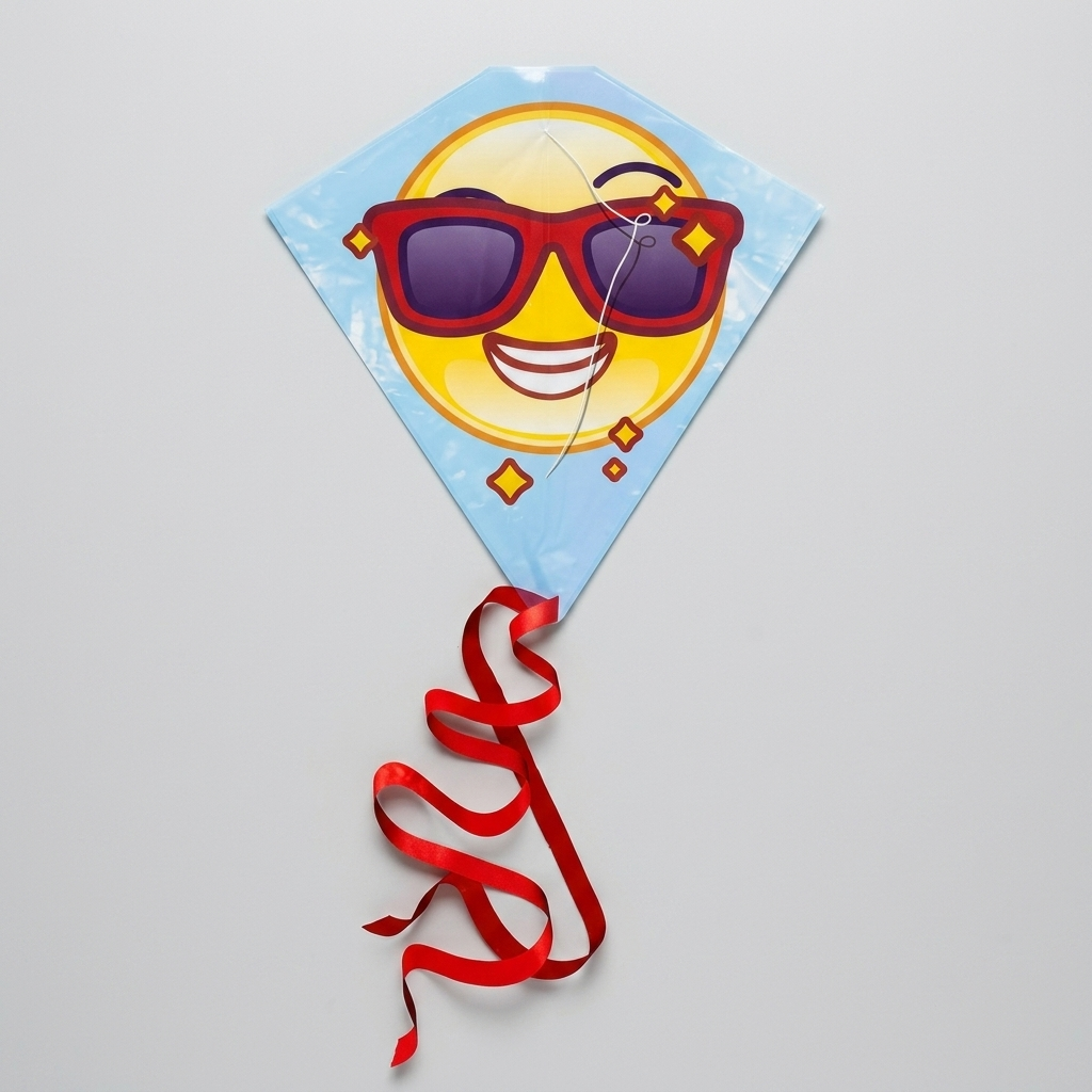Emoji plastic flying kite studio packshot