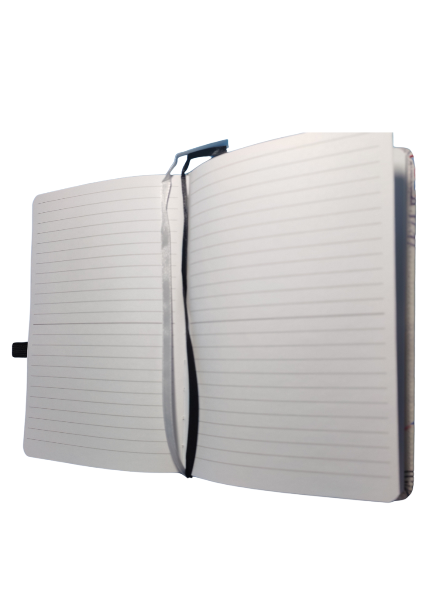 دفتر ملاحظات بغلاف مقوى من الجلد بتصميم باريسي، مقاس A5 - رقم: 1906-3