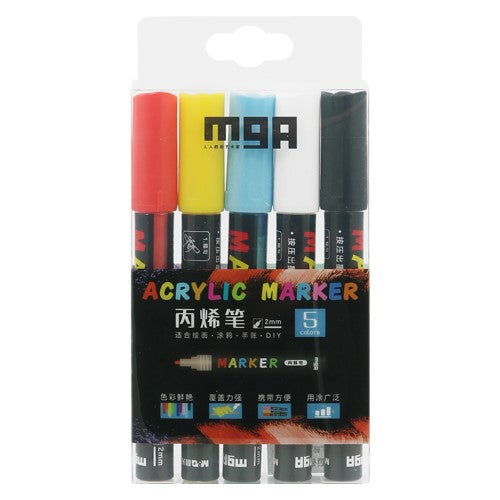 M&G Acrylic Marker 2 mm acrylic, set of 5 pcs - No:ZPLN6573