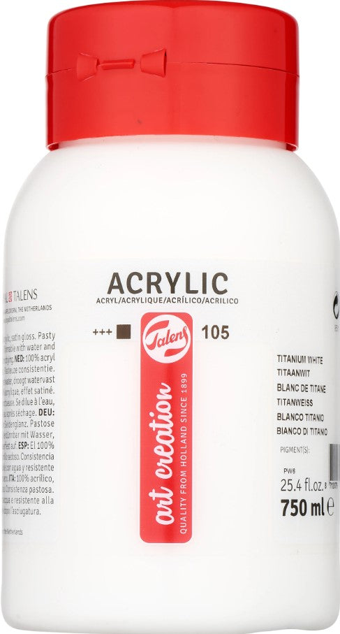 ألوان أكريليك من تالينز آرت كرييشن، عبوة 750 مل، لون أبيض تيتانيوم 105