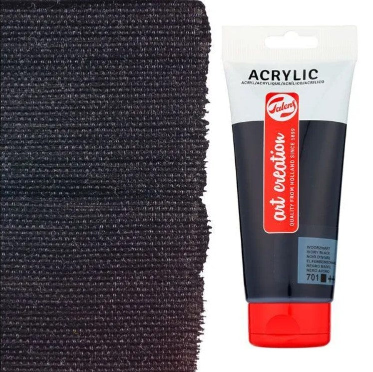 Talens Art Creation Acrylic Colour Tube 200 Ml - IVORY BLACK - No:701