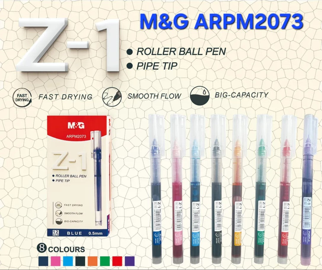 M&G Chenguang Liquid Roller Gel Pen Pipe Tip 0.5mm Z-1 - 8 colors - No:ARPM2073