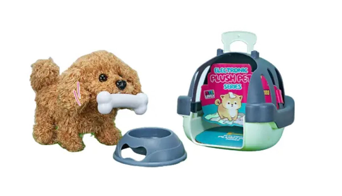 Soft Interactive Toy Dog with Carrier Mini Plush Pet Set - No: MC-1015