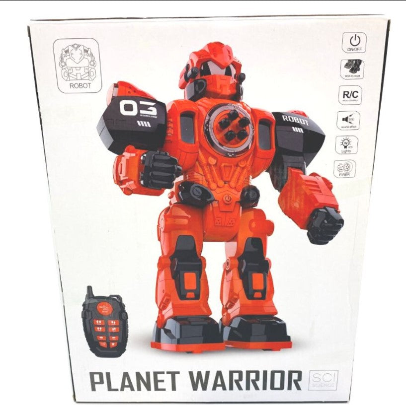 روبوت بلانيت واريور للتحكم عن بعد مع صوت وضوء، طوله 34 سم - رقم: 601A