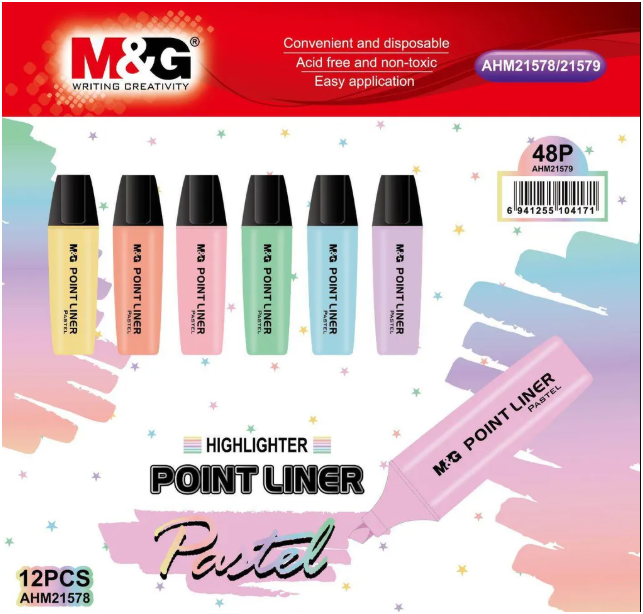 قلم تحديد M&G Chenguang Textliner Point Liner بلون باستيل فلورسنت - أزرق فاتح - قطعة واحدة - رقم المنتج: AHM21578