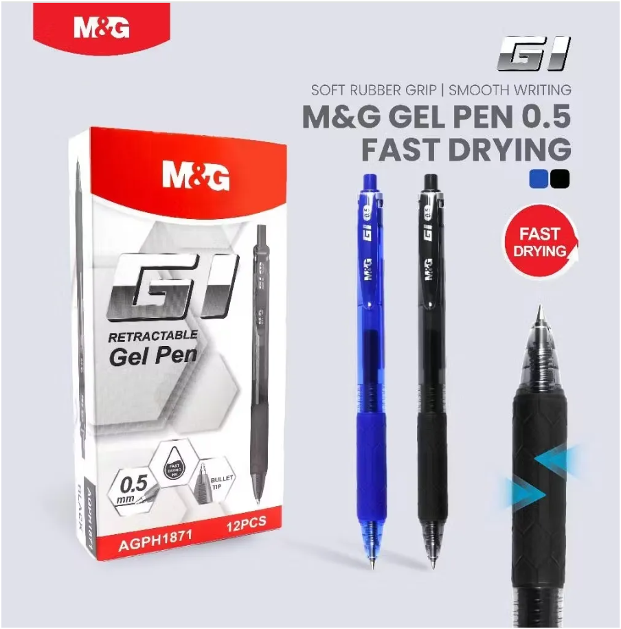 قلم جل قابل للسحب M&G Chenguang G1، 0.5 مم، AGPH1871، سريع الجفاف، بمقبض فائق النعومة - قطعة واحدة - أزرق - رقم: AGPH1871