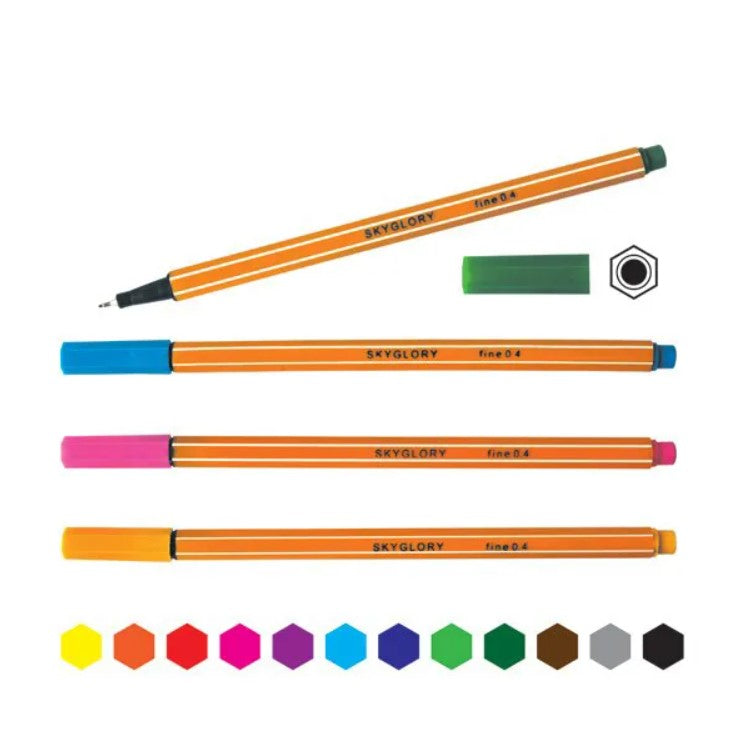 مجموعة أقلام سكاي غلوري، 12 لونًا، قلم بيتر فاين 0.4 مم - متعدد الألوان - رقم: SG854-12