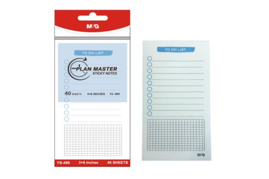 M&G Chenguang Plan Master Sticky Notes 76*150mm 40 Sheets To Do List - 76*151mm - No:Ys-499