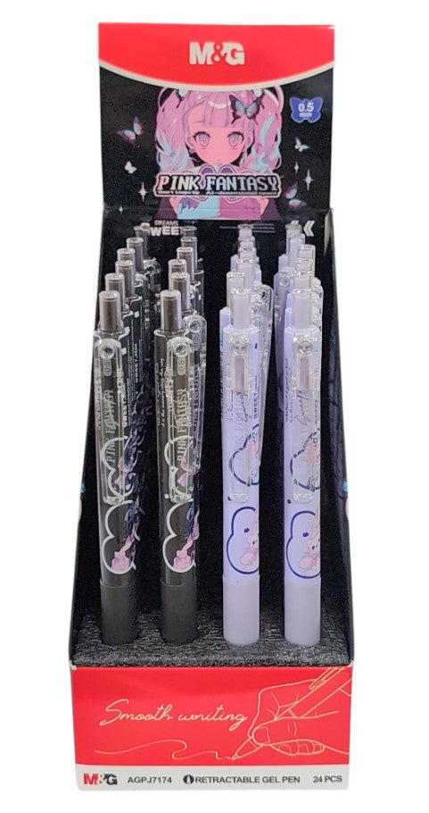 قلم حبر جاف قابل للسحب من إم آند جي تشنغوانغ، لون وردي فانتسي، كتابة سلسة، حبر أزرق - 0.5 مم - قطعة واحدة - رقم المنتج: AGPJ7174