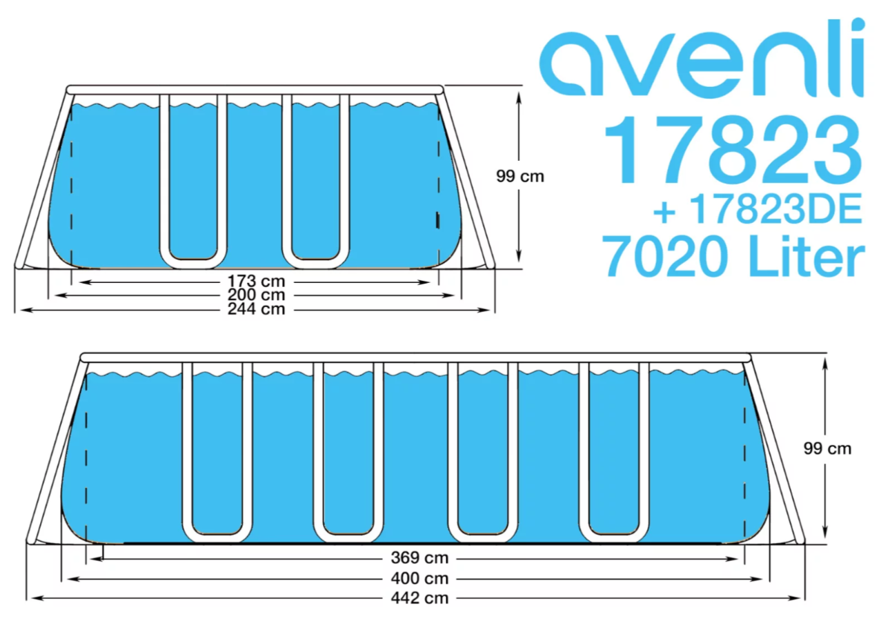Jilong Avenli Rectangular Steel Frame swimming Pool liner 5.4m*2.5m*1.0m - No:17824EU