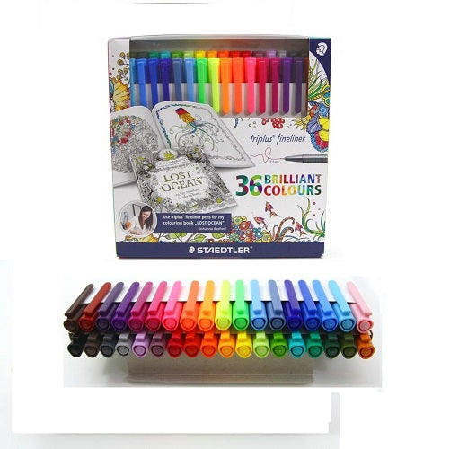 أقلام ستيدلر الملونة ذات الخطوط الدقيقة، 36 قلمًا