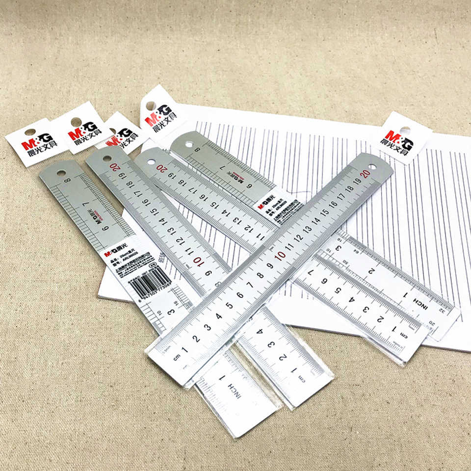 M&G Chenguang Stainless Steel Ruler 20 cm / 8 Inch – Dual-Scale Measuring Ruler in Centimeters and Inches - 1pcs – No:ARLN0483
