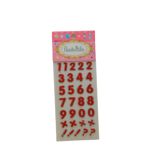 Red Numbers Sticker No: TTT - 1pcs