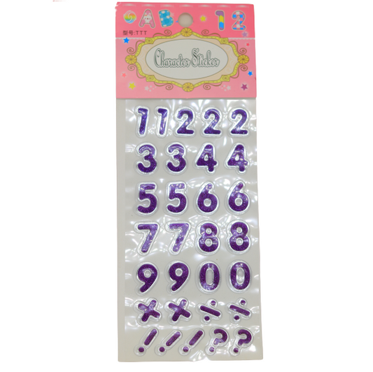 Purple Numbers Sticker No: TTT - 1pcs