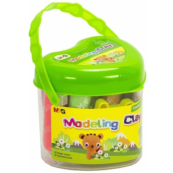 معجون تشكيل من إم آند جي، ١٢ لونًا، في دلو على شكل قلب، رقم المنتج: AKE04469 - قطعة واحدة