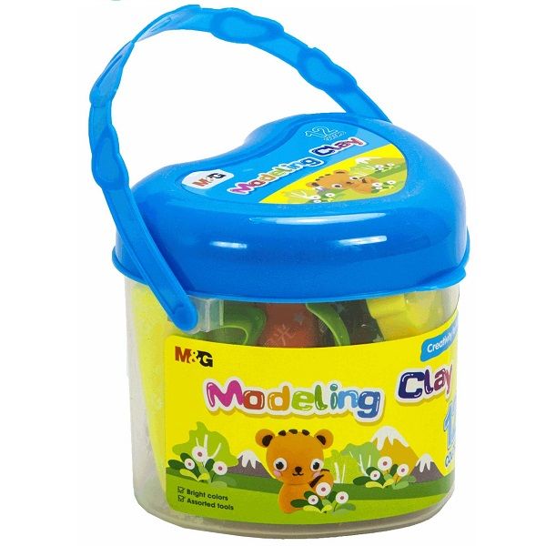 معجون تشكيل من إم آند جي، ١٢ لونًا، في دلو على شكل قلب، رقم المنتج: AKE04469 - قطعة واحدة