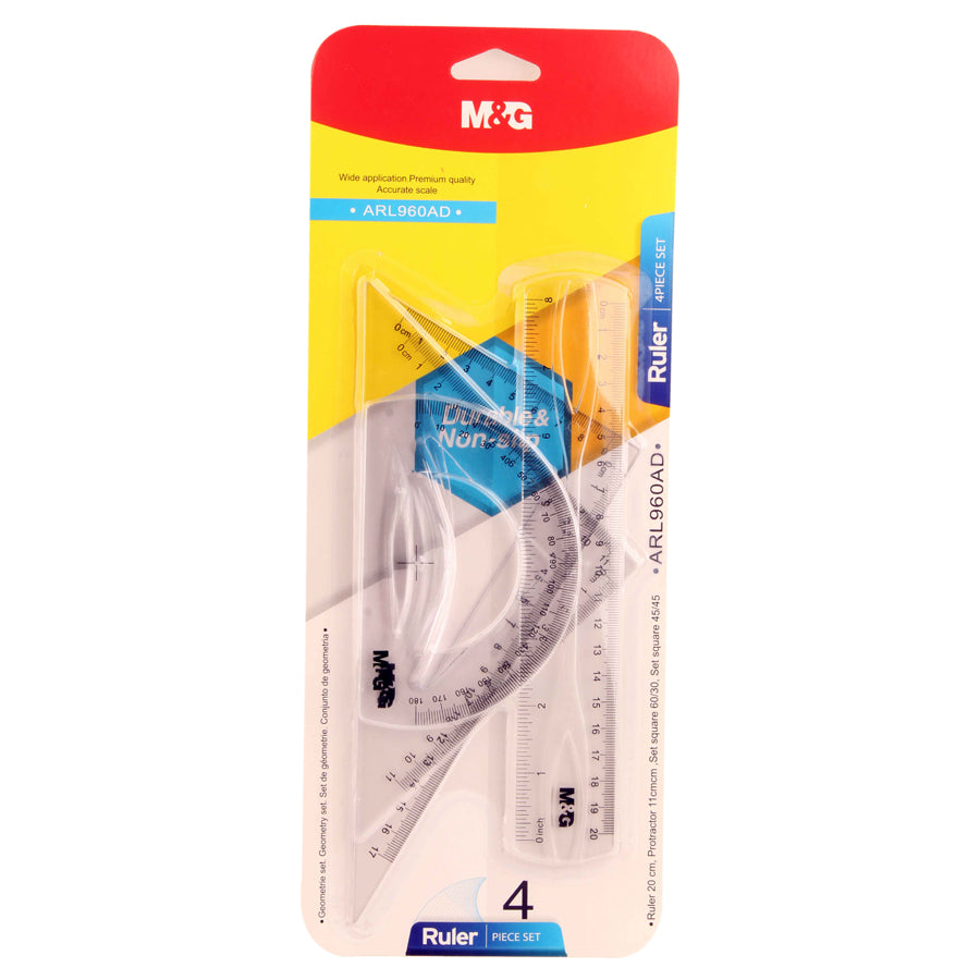 M&G Chenguang Geometrical Set, Comprehensive Tools for Accurate Drafting and Measurements 4pcs- No:ARL960AD